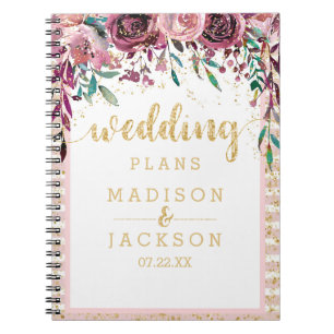 Blush Blume Streifen und Goldzauberplaner Notizblock