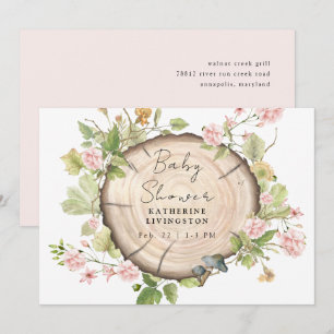 Blush-Blume Stump Baby-Dusche Einladung