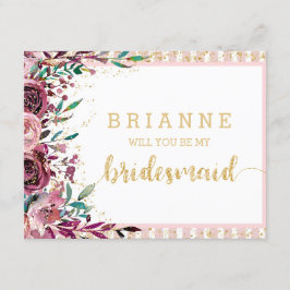 Blush Blume und Gold werden Sie meine Bridesmaid s Einladung