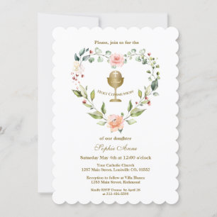 Blush Blume Wreath Girl Erste Heilige Kommune Einladung