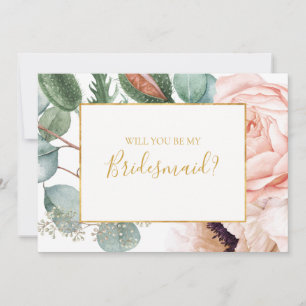 Blush Blumengarten   Bridesmaid-Vorschlagskarte Einladung
