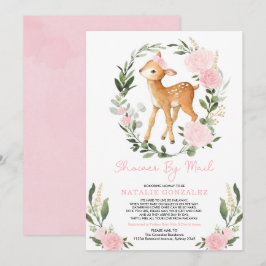 Blush Blumengrün Kinderdusche per Post Einladung