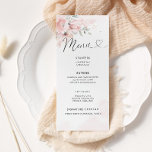 Blush Blumenkarte Menükarte<br><div class="desc">Elegante Rose Hochzeitskarte. Matching-Elemente verfügbar. Karo der Sammlung.</div>