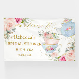 Blush Blumenstrauß Tee Party Brautparty Hintergrun Banner