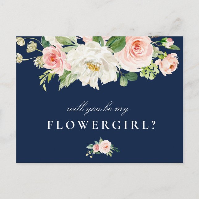 Blush Blumenwächter wird meine Blume Girl Card sei Einladungspostkarte (Vorderseite)