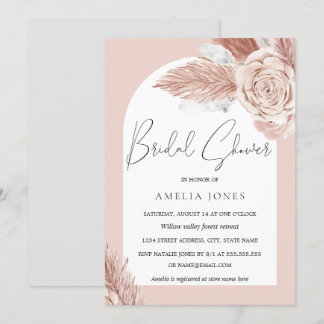 Blush Boho Blume Arch Brautparty Einladung