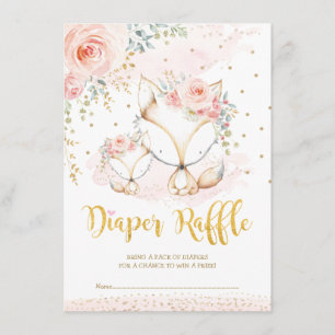 Blush Boho Blume Baby Fox Diaper Raffel Begleitkarte
