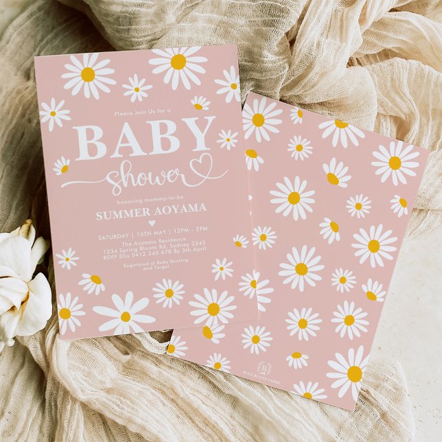 Blush Boho Daisy Blume Girl Baby Dusche Einladung (Von Creator hochgeladen)