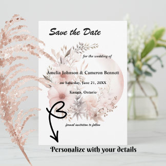 Blush Boho Pampas Grass Enregistrer la carte de da