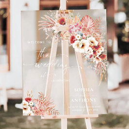 Blush Boho Terracotta Akryllische Hochzeitszeichen Acrylschild