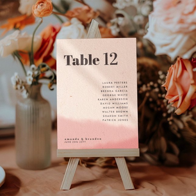 Blush & Bold Wedding Guest Names 12x18 Tischnummer (Von Creator hochgeladen)