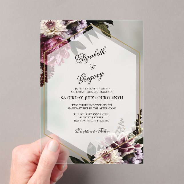 Blush botanical Acrylic Wedding Invitation (In situ (ordinateur de poche))