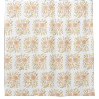 Blush Botanical Elegance – Transparent Floral Art Duschvorhang