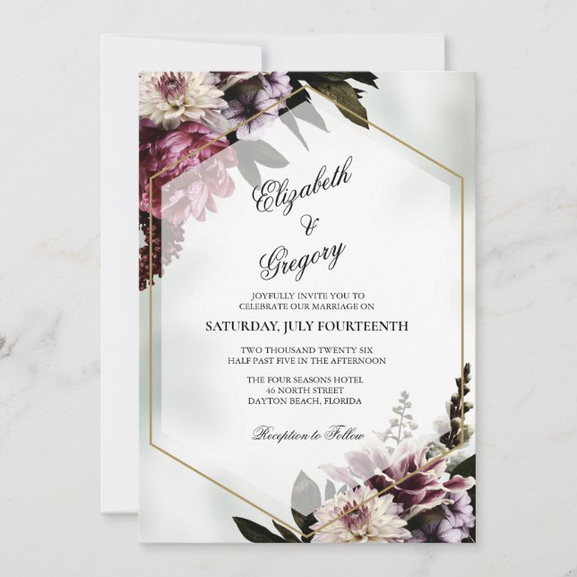 Blush botanical Wedding Invitation Einladung (Vorderseite)