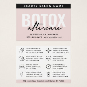 Blush Botox Injection Aftercare Instruction Card