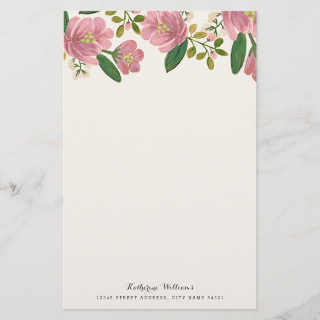 Blush Bouquet Personalisiert Stationery Briefpapier (Vorderseite)
