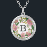 Blush Bouquet Versilberte Kette<br><div class="desc">Handgemalte rosa Blumenmuster von Shelby Allison.</div>
