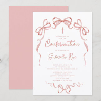 Blush Bow Confirmation Invitation