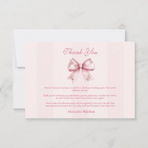 Blush Bow Graduation Party Dankeskarte