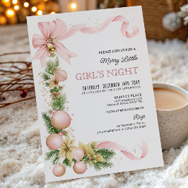 Blush Bow Ornament Christmas Party Invitation   Einladung