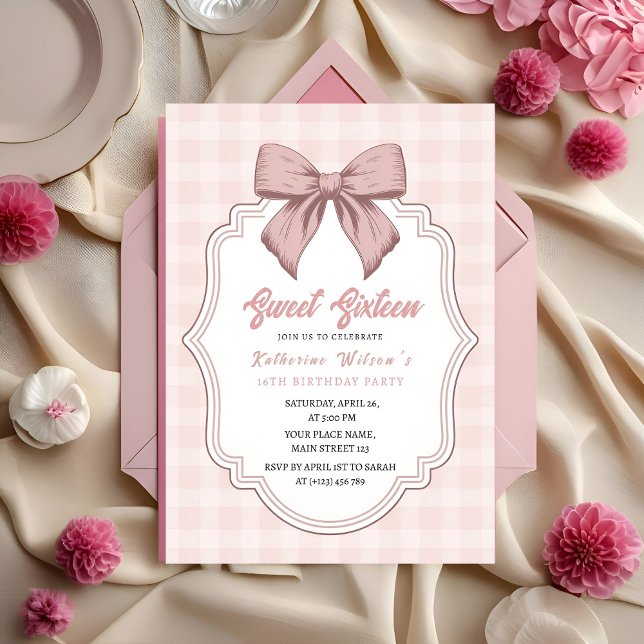 Blush & Bows Coquette Birthday Einladung (Von Creator hochgeladen)