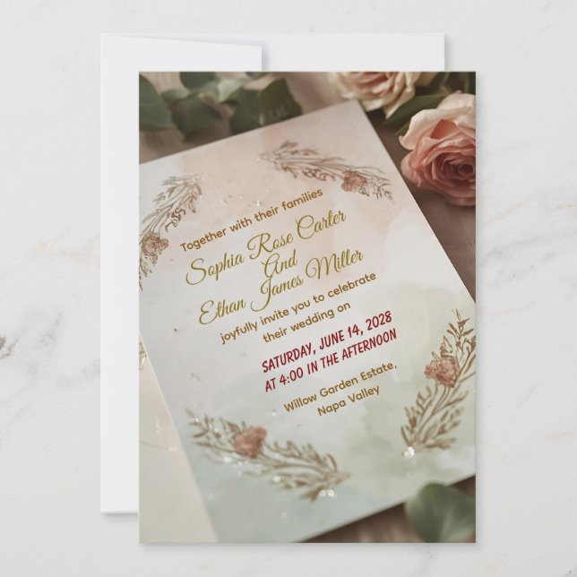 Blush & Breeze - Invitation Mariage romantique mod (Devant)