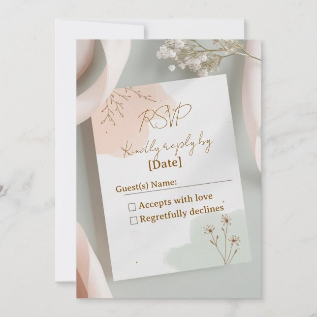 Blush & Breeze - Moderne romantische RSVP-Karte (Vorderseite)