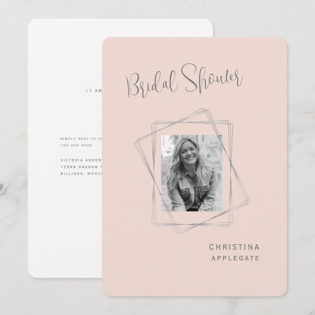 Blush Bride Foto Brautparty Rounded Einladung (Vorne/Hinten)