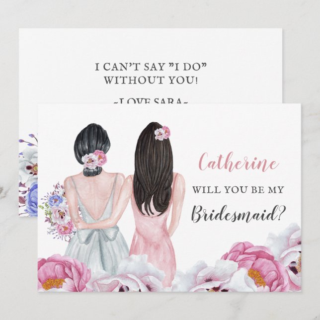 Blush Bridge Bester Freund wirst du meine Bridesma Einladung (Vorne/Hinten)