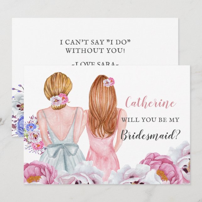 Blush Bridge Bester Freund wirst du meine Bridesma Einladung (Vorne/Hinten)