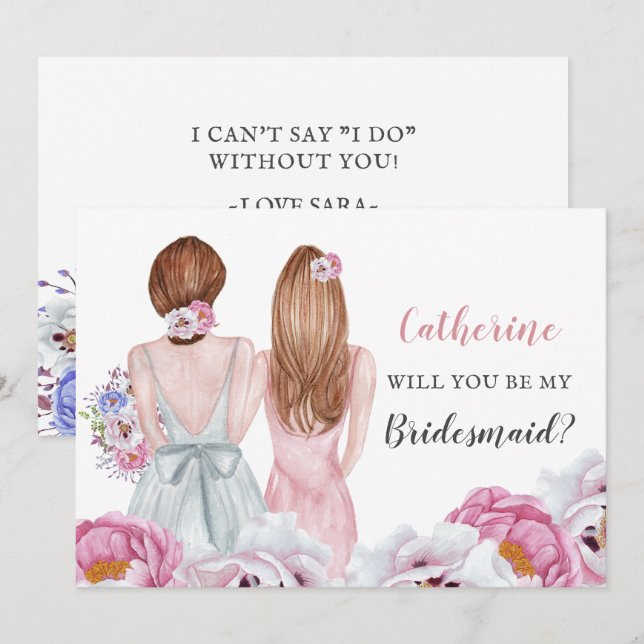 Blush Bridge Bester Freund wirst du meine Bridesma Einladung (Vorne/Hinten)