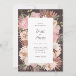 Blush Brown floral Dry Blätter Hochzeitsfeier Einladung