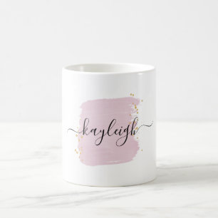 Blush Brush Stroke Gold Dots Tasse