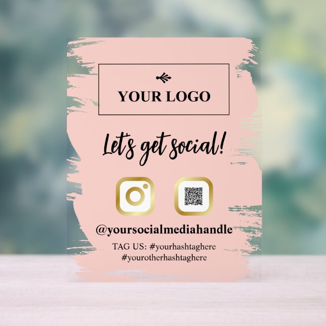 Blush Brushstrokes Gold Logo Obtenons Social (Neutre)