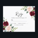 Blush & Burgund auf einer Budgethochzeit RSVP<br><div class="desc">Blush & Burgundy auf einer RSVP-Einladung für eine Hochzeitsfeier</div>