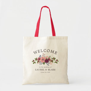 Blush & Burgund Blume Hochzeitsempfang Tragetasche