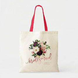 Blush Burgund Wasserfarben Blume Bridesmaid Gesche Tragetasche