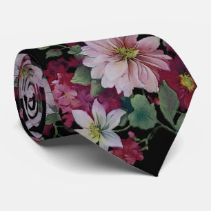Blush Burgundy Black Floral Wedding Krawatte