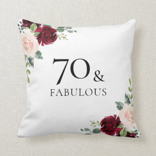 Blush Burgundy Blume Frauen 70. Geburtstagsgeschen Kissen