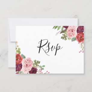 Blush & Burgundy Blume Jeder Anlass UAWG RSVP Karte