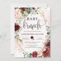 Blush burgundy Blumengold geometrischer Babybrunch
