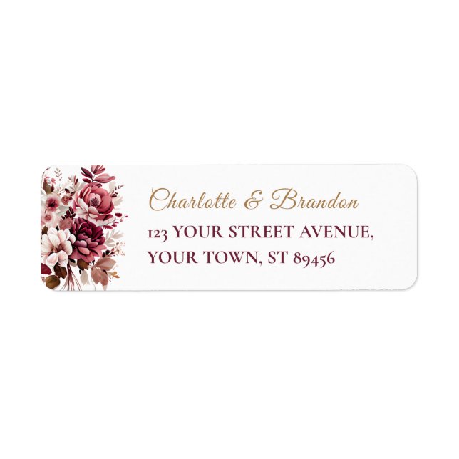 Blush Burgundy Flora Moderne Hochzeitsszene Rückse (Vorne)