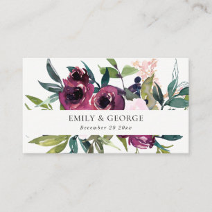 BLUSH BURGUNDY FLORAL BUNCH WEDSITE VISITENKARTE