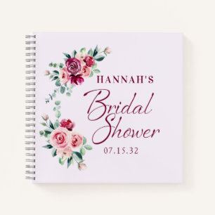 Blush Burgundy Floral Cake Brautparty Guest Notizbuch