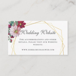 Blush Burgundy Floral Gold White Wedding Website Begleitkarte