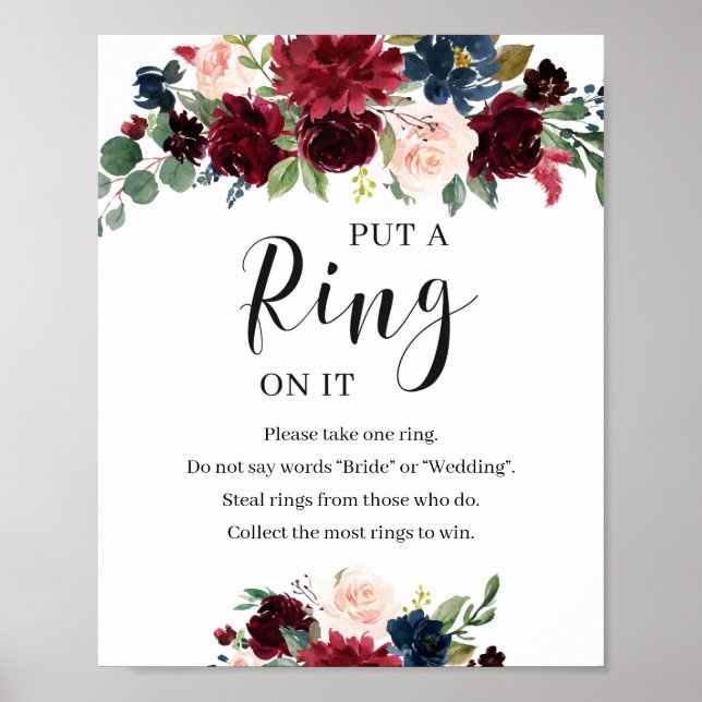 Blush Burgundy Floral legte einen Ring auf sein Sp Poster (Vorne)
