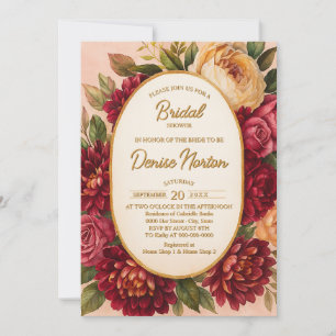Blush Burgundy Floral Water Wedding Einladung