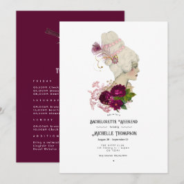 Blush Burgundy Gold Shabby Bachelorette Inv Einladung