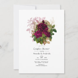 Blush Burgundy Gold Shabby Blumenpaare Dusche Einladung