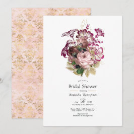 Blush Burgundy Gold Shabby Brautparty Einladung